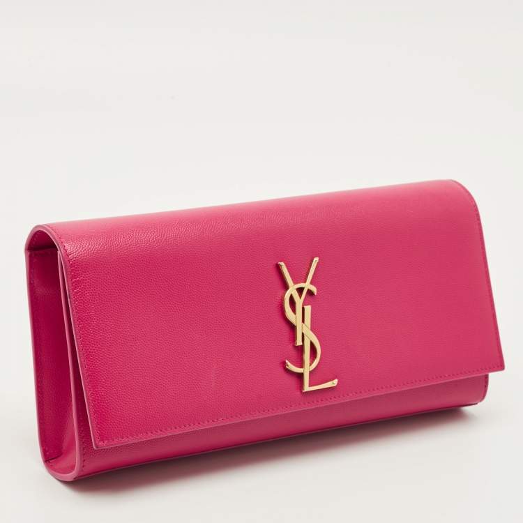 مملوكة مسبقًا Saint Laurent Cassandre Fuchsia Leather Clutch
