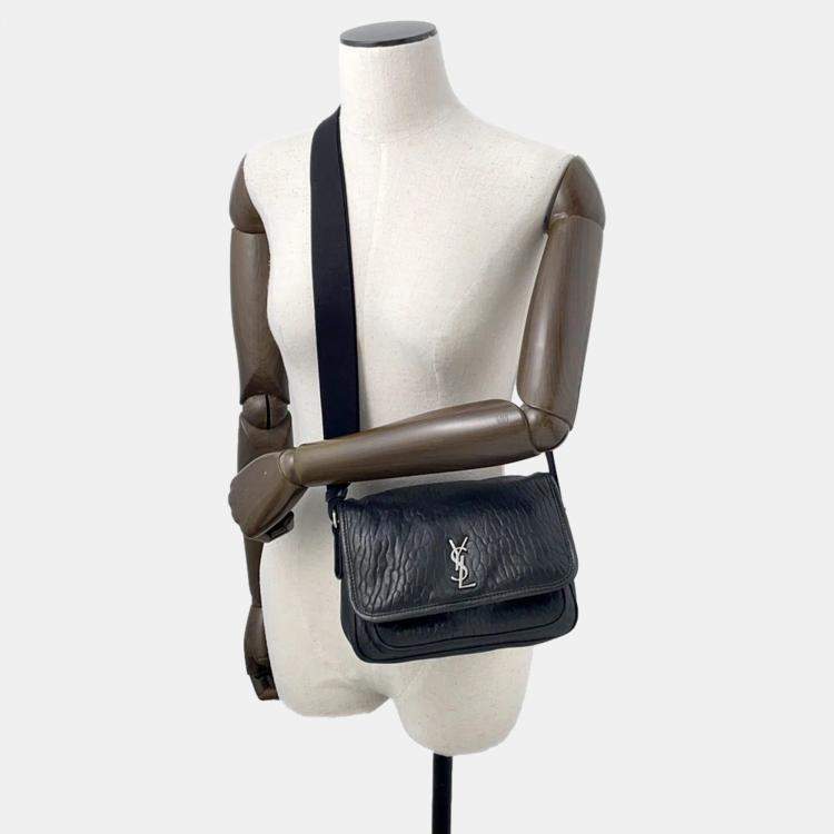 Pre Owned Saint Laurent Paris Niki Shoulder Bag Black Leather Size Small