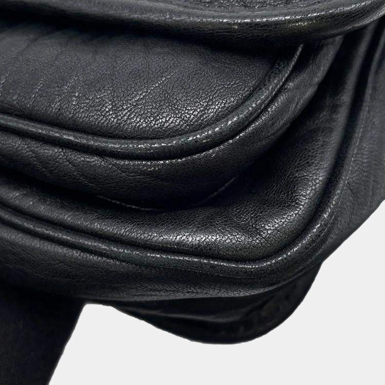 Pre Owned Saint Laurent Paris Niki Shoulder Bag Black Leather Size Small