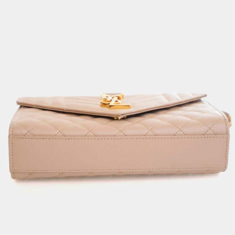 Pre Owned Saint Laurent Small Calfskin Envelope Flap Bag