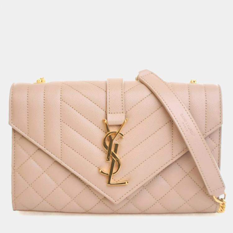 Pre Owned Saint Laurent Small Calfskin Envelope Flap Bag