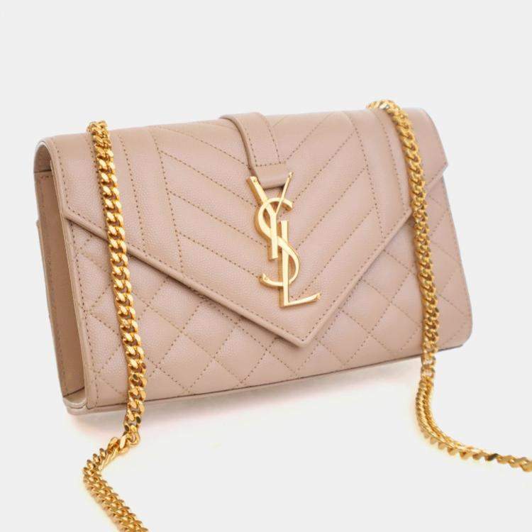 Pre Owned Saint Laurent Small Calfskin Envelope Flap Bag