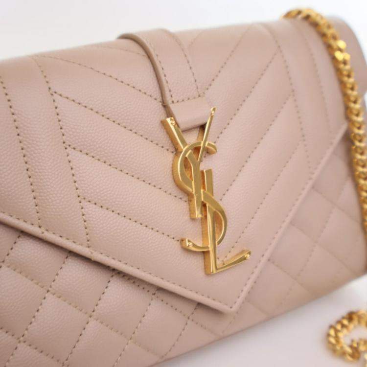 Pre Owned Saint Laurent Small Calfskin Envelope Flap Bag