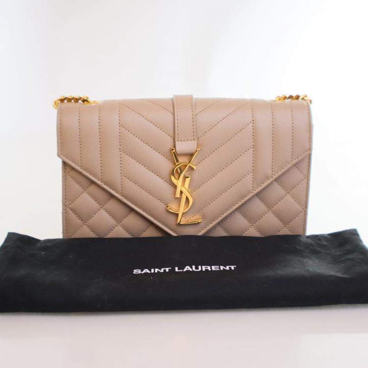 Pre Owned Saint Laurent Small Calfskin Envelope Flap Bag