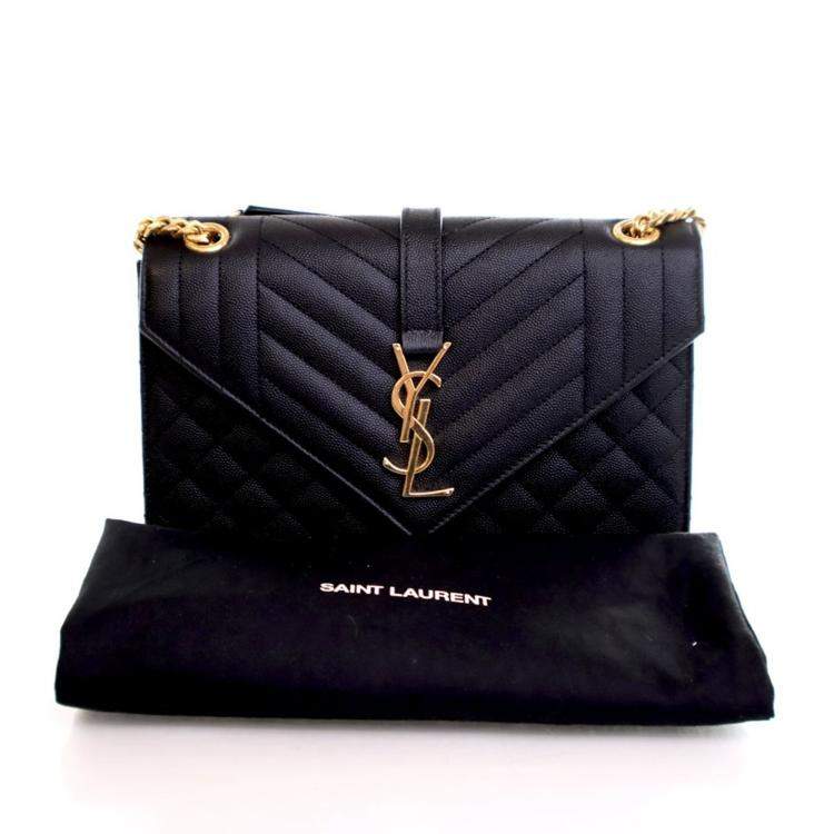 Pre Owned Saint Laurent Medium Calfskin Envelope Flap Bag