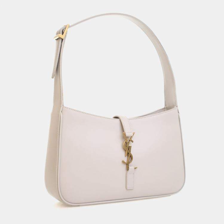 Pre Owned Saint Laurent White Calfskin Le 5 A 7 Shoulder Bag