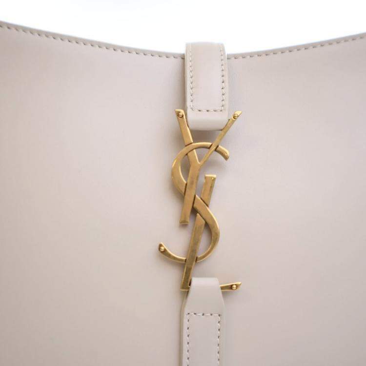 Pre Owned Saint Laurent White Calfskin Le 5 A 7 Shoulder Bag