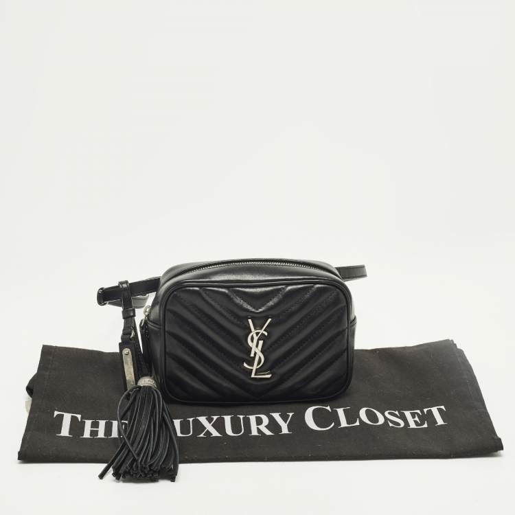 Pre Owned Saint Laurent Lou Black Matelasse Leather Belt Bag