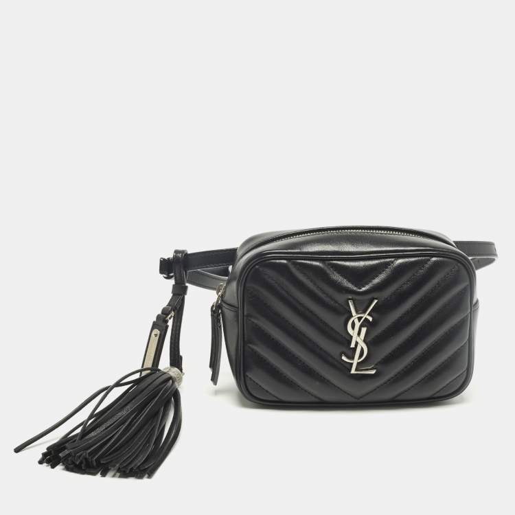 Pre Owned Saint Laurent Lou Black Matelasse Leather Belt Bag