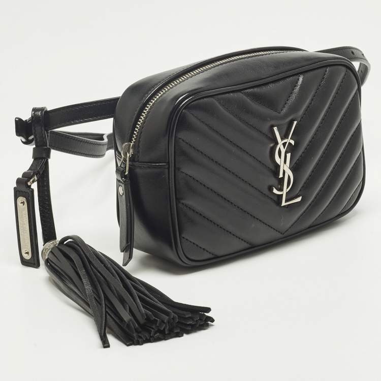 Pre Owned Saint Laurent Lou Black Matelasse Leather Belt Bag