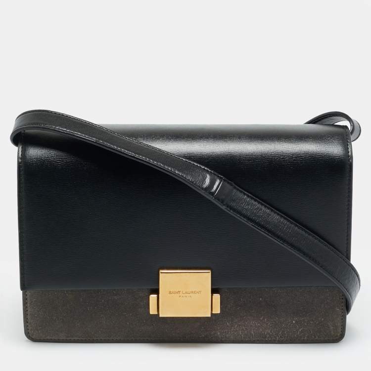 مملوكة مسبقًا Saint Laurent Bellechasse Black/Grey Leather and Suede Shoulder Bag