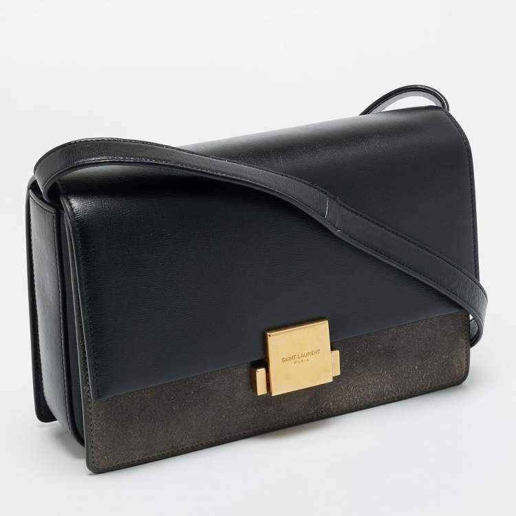 مملوكة مسبقًا Saint Laurent Bellechasse Black/Grey Leather and Suede Shoulder Bag