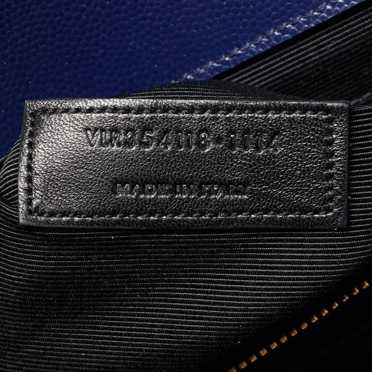 Pre Owned Saint Laurent Monogram Envelope Large Blue Matelasse Leather Shoulder Bag