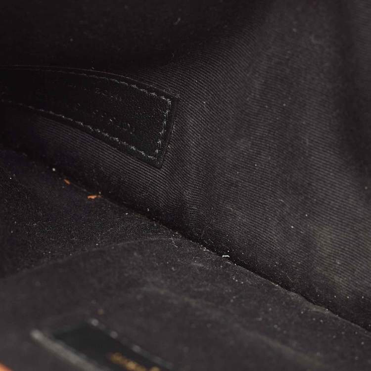 Pre Owned Saint Laurent Uptown Brown/natural Canvas and Leather Clutch