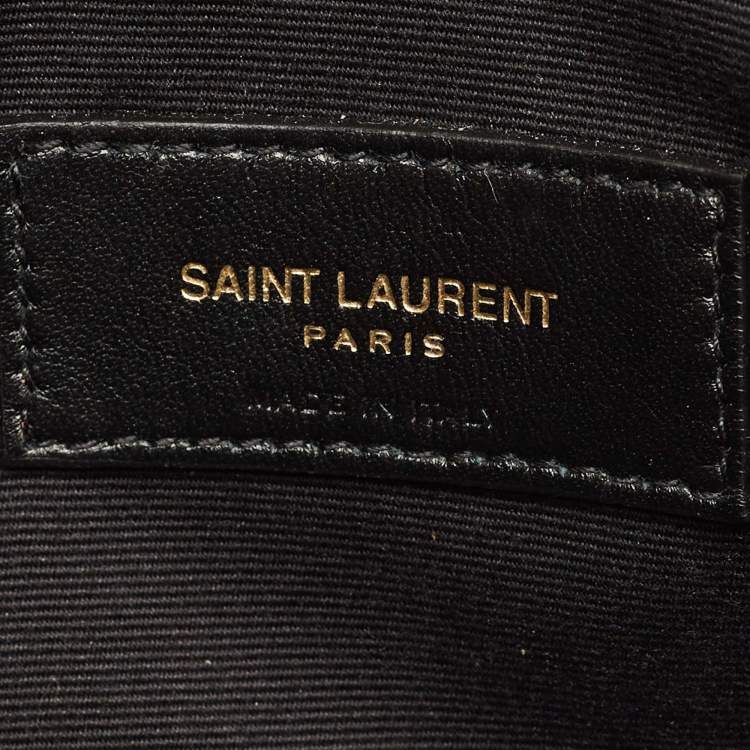 Pre Owned Saint Laurent Uptown Brown/natural Canvas and Leather Clutch