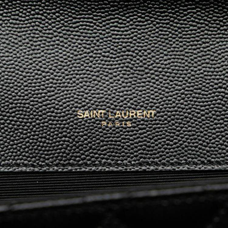 Pre Owned Saint Laurent Envelope Chain Shoulder Bag Handbag Black Gold Leather