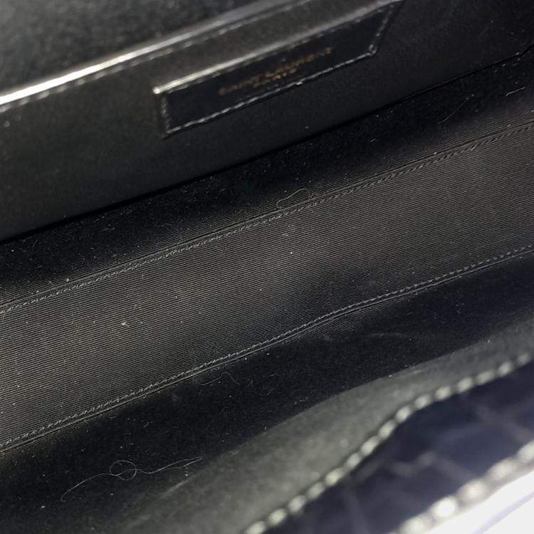 مملوكة مسبقًا Saint Laurent Paris Black Croc Embossed Leather Manhattan Shoulder Bag