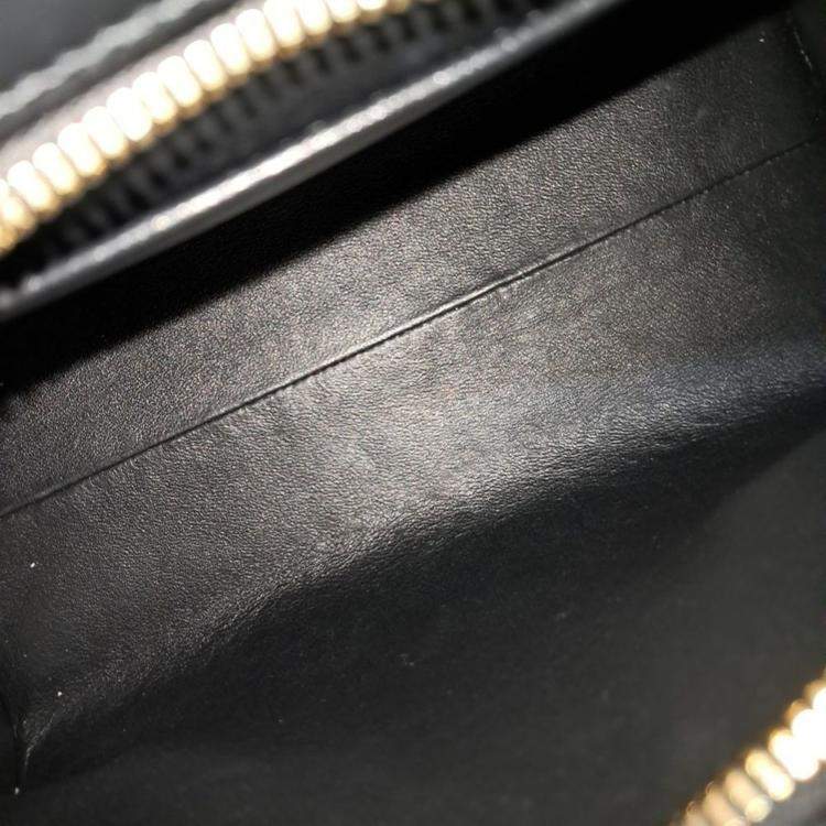 Pre Owned Saint Laurent Paris Black Leather Monogram Cabas Bag Baby