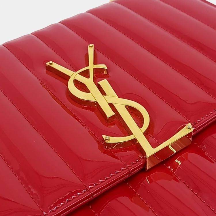 مملوكة مسبقًا Saint Laurent Paris Red Patent Leather Patent Vicky Bag Large