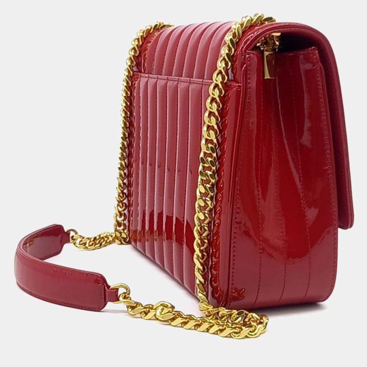 مملوكة مسبقًا Saint Laurent Paris Red Patent Leather Patent Vicky Bag Large