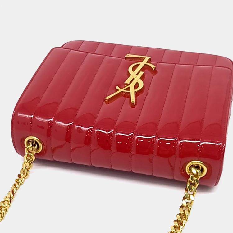 مملوكة مسبقًا Saint Laurent Paris Red Patent Leather Patent Vicky Bag Large