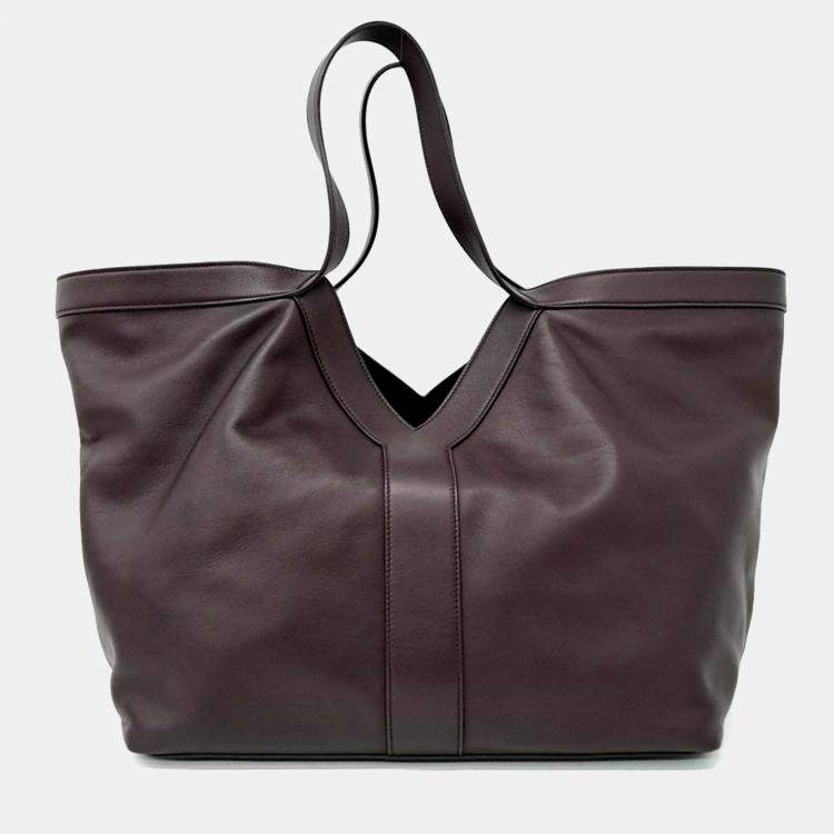 Pre Owned Saint Laurent Paris Burgundy Leather Y Tote Bag