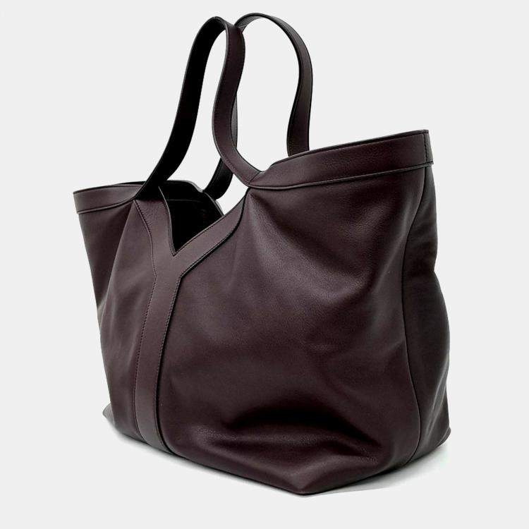 Pre Owned Saint Laurent Paris Burgundy Leather Y Tote Bag