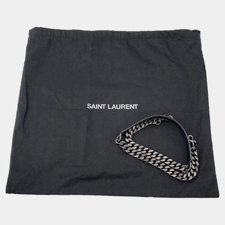 Pre Owned Saint Laurent Paris College 2Way Chain shoulder Bag Black Leather