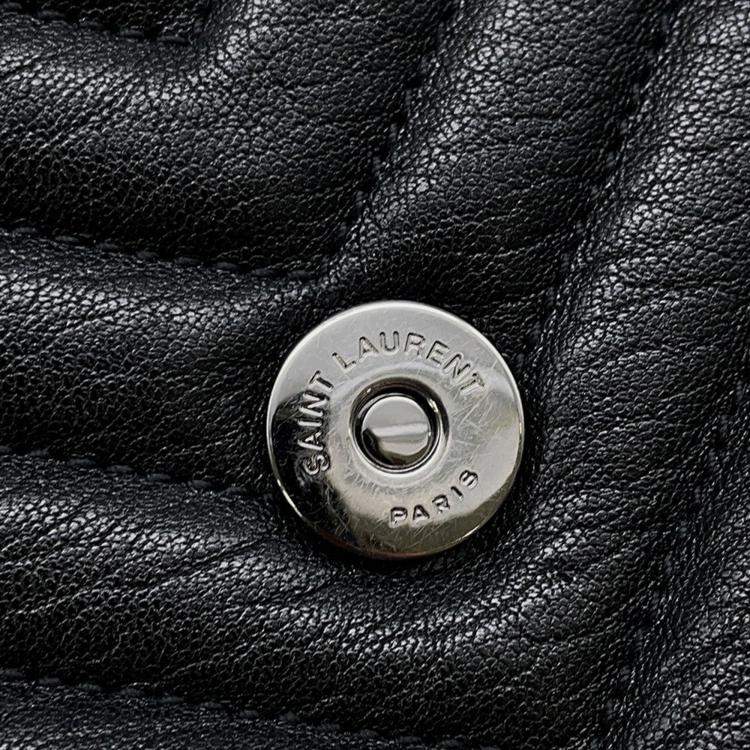 Pre Owned Saint Laurent Paris College 2Way Chain shoulder Bag Black Leather