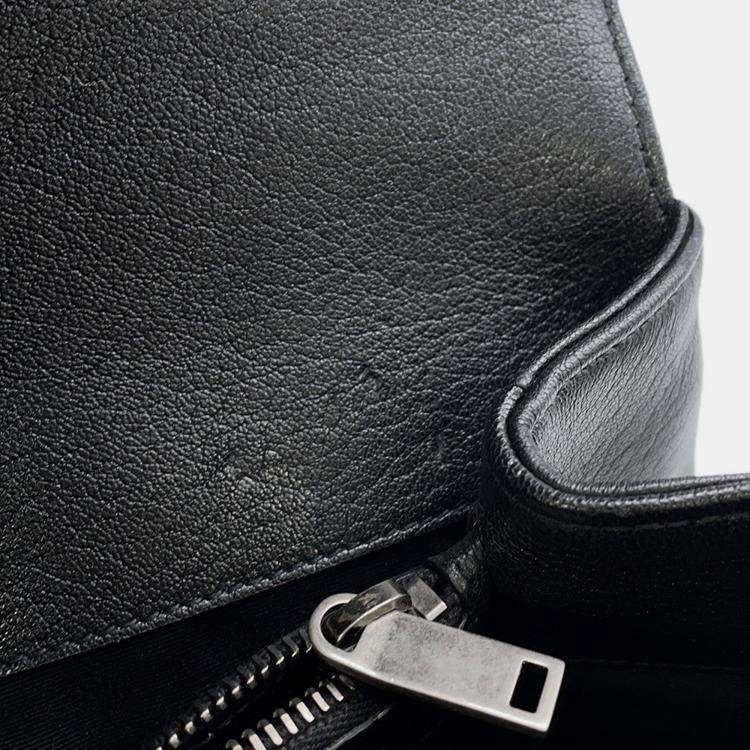 Pre Owned Saint Laurent Paris College 2Way Chain shoulder Bag Black Leather