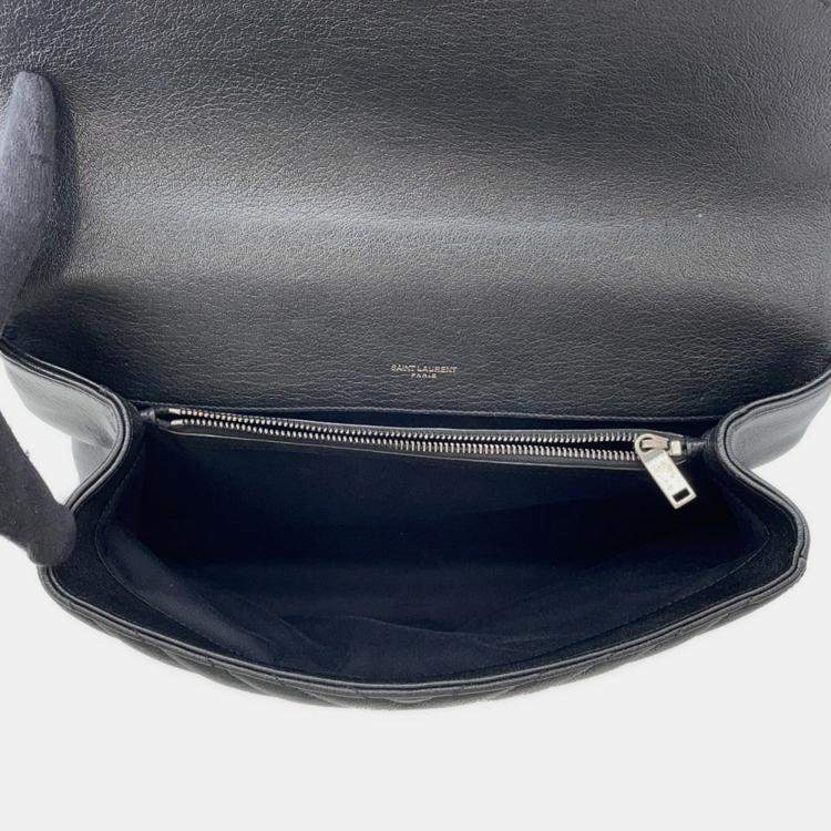 Pre Owned Saint Laurent Paris College 2Way Chain shoulder Bag Black Leather