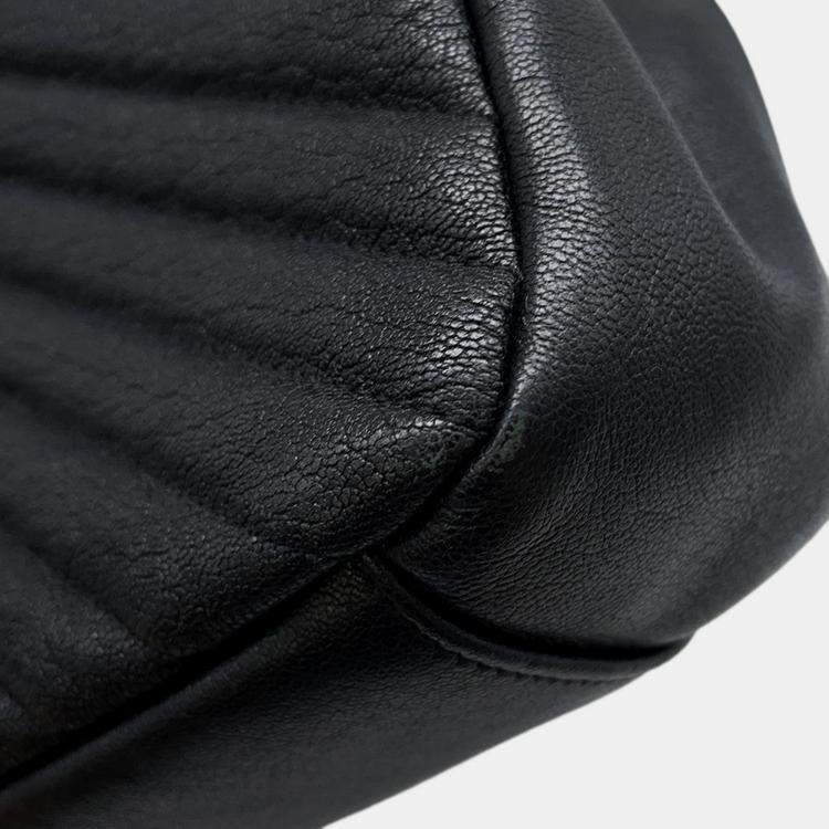 Pre Owned Saint Laurent Paris College 2Way Chain shoulder Bag Black Leather