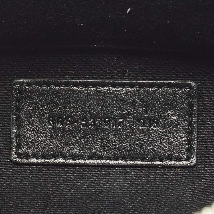 Pre Owned Saint Laurent Monogram White Croc Embossed Leather Wristlet Pouch 