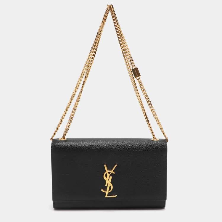 Pre Owned Saint Laurent Kate Medium Black Leather Shoulder Bag