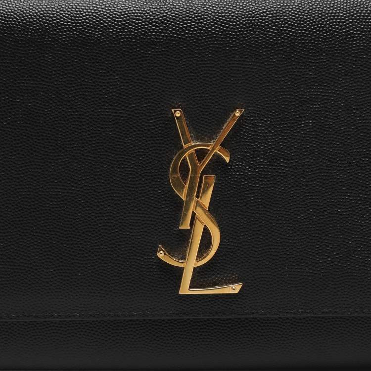 Pre Owned Saint Laurent Kate Medium Black Leather Shoulder Bag