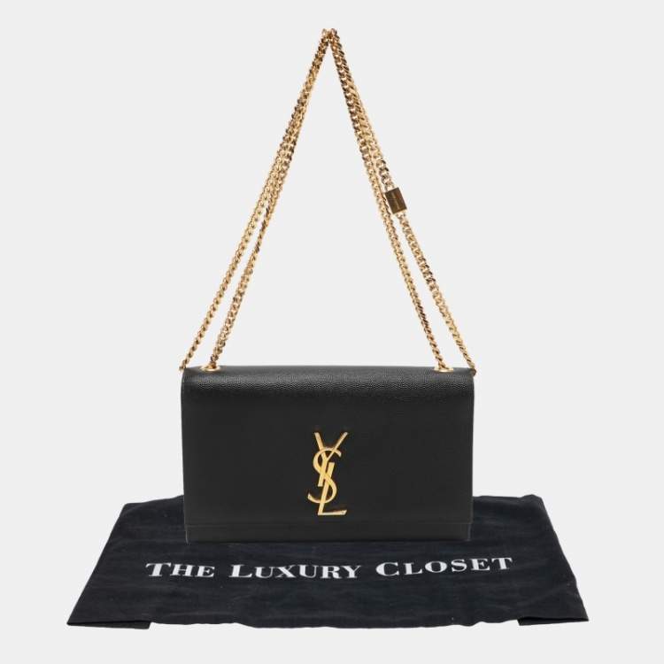 Pre Owned Saint Laurent Kate Medium Black Leather Shoulder Bag