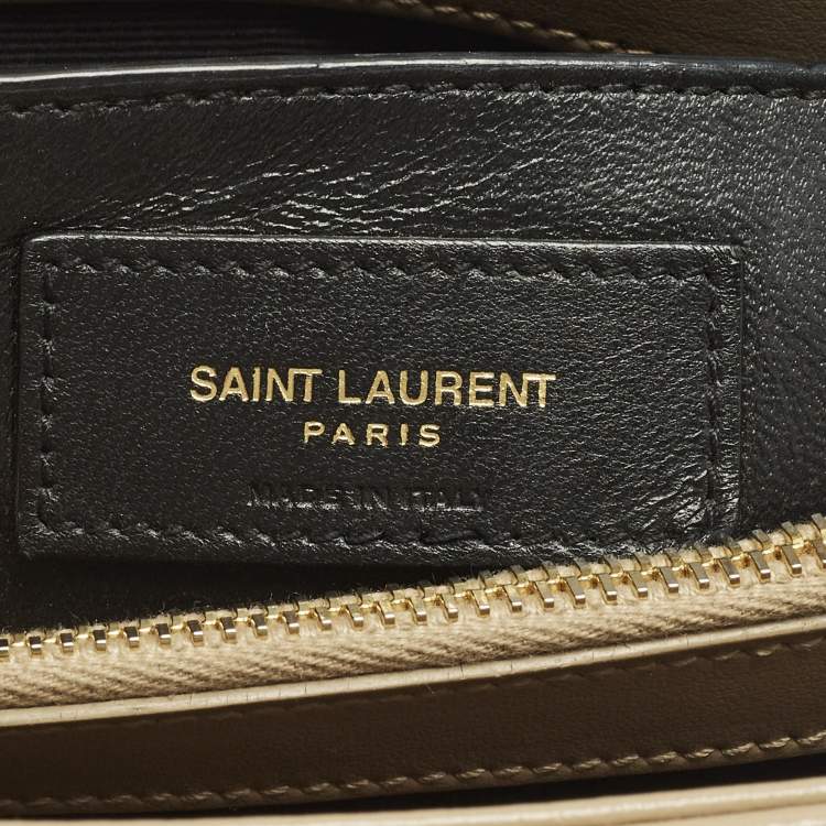 Pre Owned Saint Laurent Loulou Small Beige Matelassé Leather Shoulder Bag