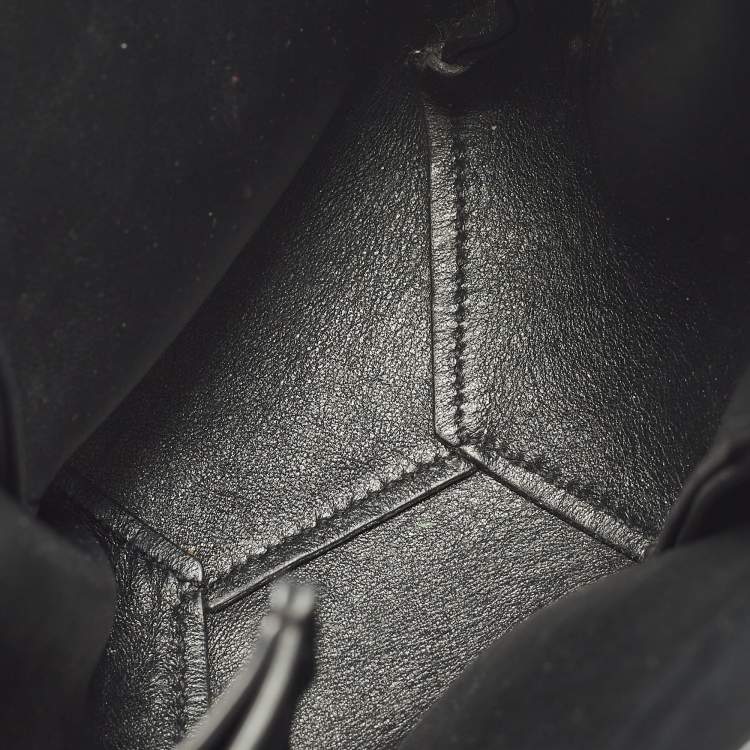 Pre Owned Saint Laurent Emmanuelle Studded Fringe Black Leather Bucket Bag