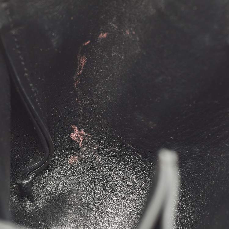 Pre Owned Saint Laurent Emmanuelle Studded Fringe Black Leather Bucket Bag