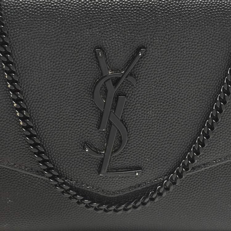 Pre Owned Saint Laurent Uptown Black Leather Wallet On Chain
