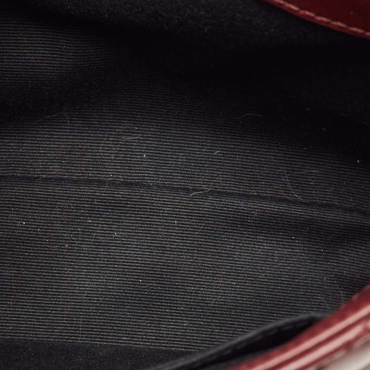 Pre Owned Saint Laurent Loulou Mini Burgundy Matelassé Leather Shoulder Bag