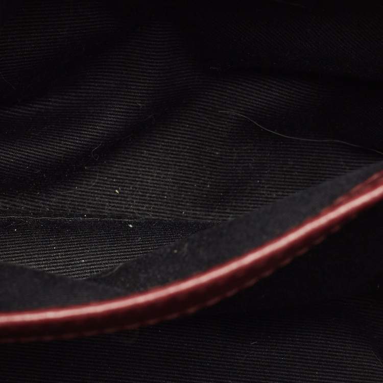 Pre Owned Saint Laurent Loulou Mini Burgundy Matelassé Leather Shoulder Bag