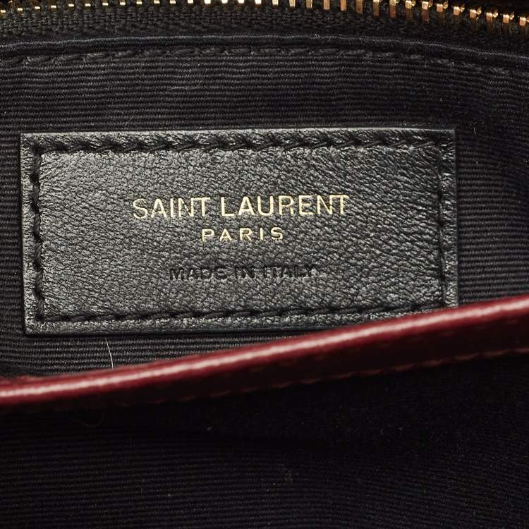 Pre Owned Saint Laurent Loulou Mini Burgundy Matelassé Leather Shoulder Bag