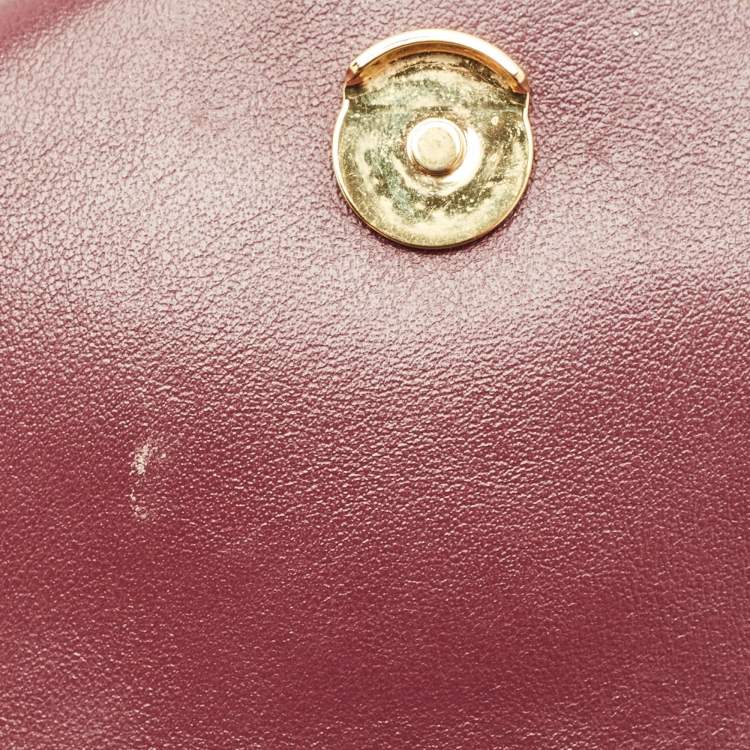 Pre Owned Saint Laurent Loulou Mini Burgundy Matelassé Leather Shoulder Bag