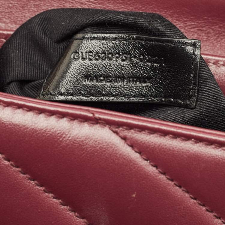 Pre Owned Saint Laurent Loulou Mini Burgundy Matelassé Leather Shoulder Bag