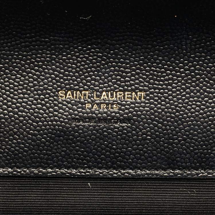 مملوكة مسبقًا Saint Laurent Cassandre Black Matelassé Leather Envelope Pouch Clutch