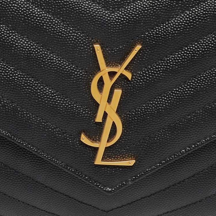 مملوكة مسبقًا Saint Laurent Cassandre Black Matelassé Leather Envelope Pouch Clutch
