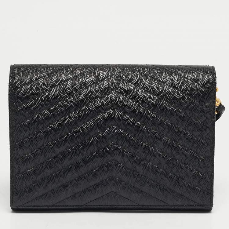 مملوكة مسبقًا Saint Laurent Cassandre Black Matelassé Leather Envelope Pouch Clutch