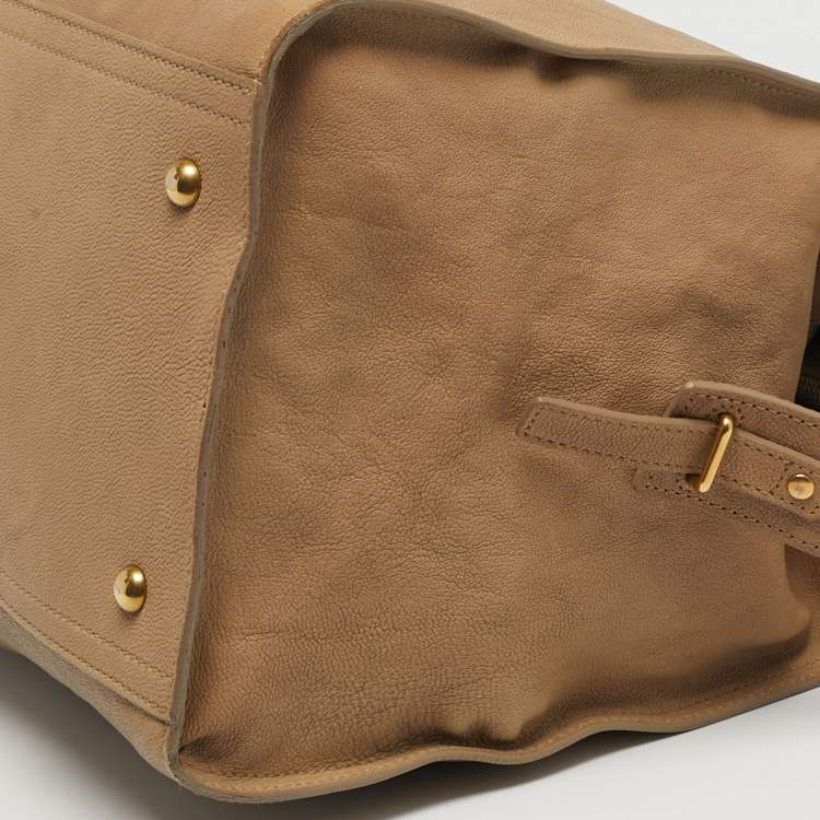 Pre Owned Saint Laurent Cabas Chyc Large Beige Leather Tote