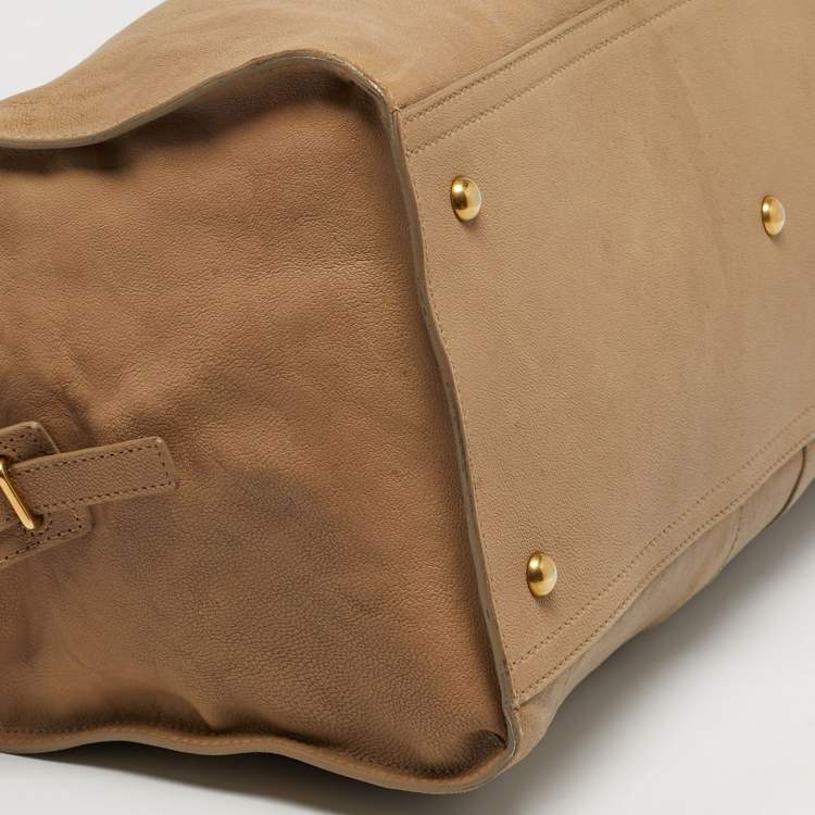 Pre Owned Saint Laurent Cabas Chyc Large Beige Leather Tote